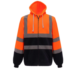 Chaqueta con Capucha de Alta Visibilidad ANSI Personalizada, Chaqueta de Forro Polar con Cremallera Completa para Hombre, para Deportes al Aire Libre y Trabajo - Product Image 3