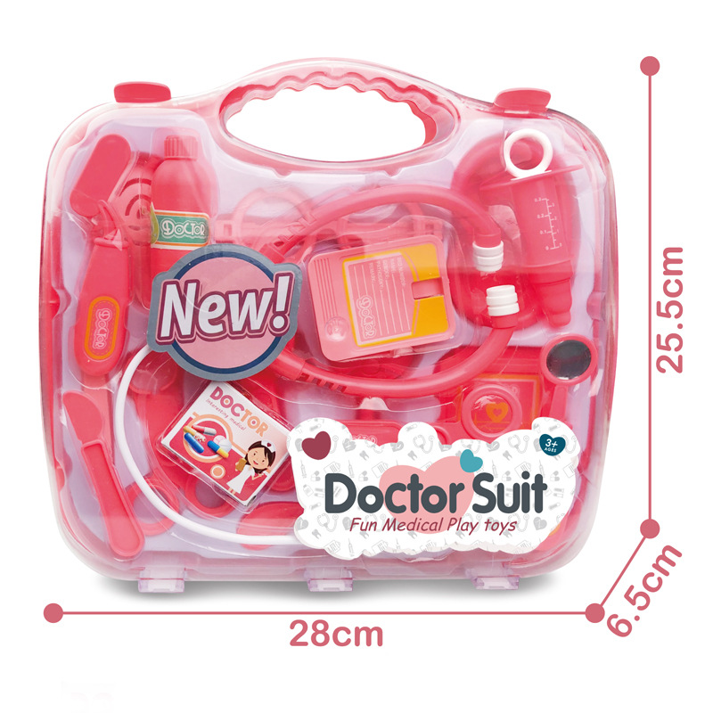Pink suitcase medical tools 19-piece set: 09d-1