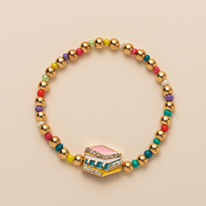 Braccialetto dell'amicizia personalizzato in <span class=keywords><strong>oro</strong></span> con perline, ciondolo a forma di matita per zaino da scuola per bambini, braccialetto elastico - Product Image 6