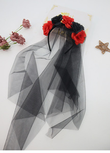 DAMAI Day of the Dead Headpieces Halloween Veil <b>Headband</b> With Horrible Skull for Women Girls Halloween Hair Hoops - Product Image 5