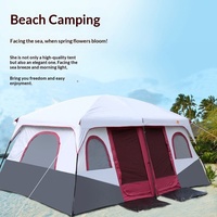 Tente de camping familiale quatre saisons grande capacité, deux chambres, un salon, 8 à 12 personnes, double couche, protection solaire