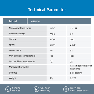 พัดลมระบายความร้อนแบบแกน EBM-PAPST รุ่น 4414FM 24V DC แรงลมสูง สำหรับตู้ควบคุมอุตสาหกรรม |   การจัดหาสินค้าทั่วโลก - Product Image 3