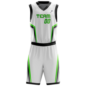 Ensemble de maillots de basket respirants 100 % polyester, col en V, unisexe, personnalisables par sublimation. - Product Image 6