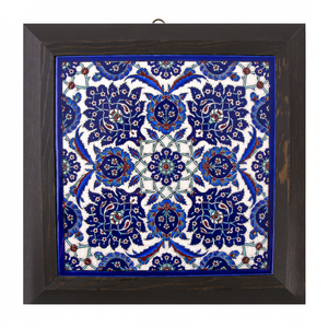 Turco pintado a mano de cerámica enmarcado azulejo - Product Image 2