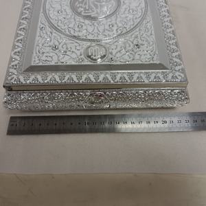 Usine Grande Taille Écriture Cadres Argent <span class=keywords><strong>Livre</strong></span> Musulman Coran cas Islmaic Écriture <span class=keywords><strong>Livre</strong></span> Boîte Avec Support Cadeaux Islamique - Product Image 5