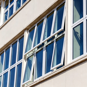 Fenêtres à profil bas en aluminium biseauté avec verre <span class=keywords><strong>anthracite</strong></span>, à ouverture par le haut, pour façades de bâtiments modernes - Product Image 1