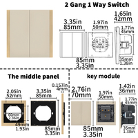 Interruptores y Enchufes de Pared WESA Ultrafinos con Botón Pulsador EU 1/2/3 Vías, Enchufe de Alimentación de 1 Vía, Combinación Libre, Diseño Moderno de Lujo