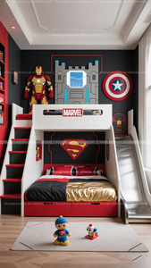 <span class=keywords><strong>Lit</strong></span> pour enfants, chambre d'<span class=keywords><strong>enfant</strong></span> sur le thème du héros garçon, noir et rouge, design créatif AI, <span class=keywords><strong>lit</strong></span> superposé pour chambre d'<span class=keywords><strong>enfant</strong></span>, fabrication haut de gamme - Product Image 4