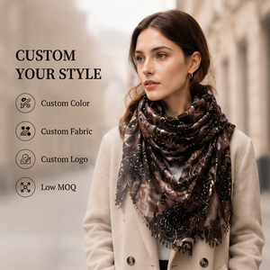 Bufanda de Invierno para Mujer, Personalizada, de Poliéster con Acabado Satinado de Lujo, 180x90cm, Patrón de Lámina Dorada, Diseño Personalizado - Product Image 3