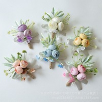 Bunga Sutra Gaya Bohemian Amerika Eropa untuk Boutonniere Pernikahan, Corsage, Aksesori Tamu, dan Hiasan Bola