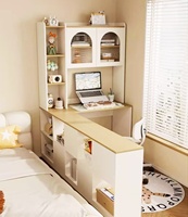 Ensemble bureau d'angle et bibliothèque personnalisé avec table de chevet, bureau d'ordinateur multifonctionnel pour la chambre à coucher