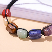 Pulsera Trenzada Unisex de Piedras Naturales JD, Cuentas Cuadradas de Siete Chakras, Brazalete Ajustable, Regalo de Joyería para Bodas