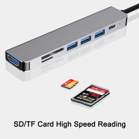 Adaptor Hub Type-C 7-in-1 Grosir dengan HDTV, USB 3.0, USB 2.0, Port SD/TF, Pengisian Daya PD untuk MacBook, Ponsel, dan Pembaca Kartu