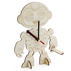 OKYN-G6702 Robot Clock Technology <b>DIY</b> Handmade Assembly Educational Wooden <b>Kit</b> - Product Image 2