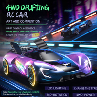 Voiture RC de drift 20KM/H avec rotation acrobatique à 360°, modèle 1:24, 4 roues motrices, télécommande 2.4GHz, véhicule de course télécommandé avec lumières et musique pour enfants