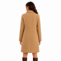 Abrigo de lana para mujer, forrado de vellón, estilo Peacoat, casual, con solapa de muesca, abotonadura sencilla, bolsillo canguro, cálido para invierno, OEM personalizado