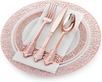 Assiettes en plastique jetables de luxe et durables avec bord doré pour la décoration et les fournitures de mariage - Vente en gros