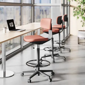 Modern High Standing Desk Chair for Bar Table Movable Leisure Station Bar Chair Ergonomic Office Furniture Drafting Chair