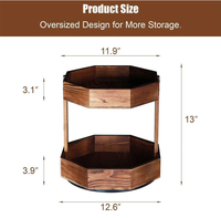 Support à fruits en bois à 2 niveaux, étagère d'angle rotative, organisateur de rangement pour comptoir de cuisine pour légumes et assaisonnements