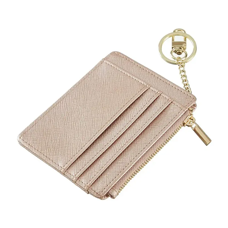 Cartera de cuero PU con logotipo personalizado para mujer, tarjetero Delgado clásico, con Clip para dinero, venta al por mayor