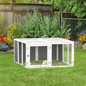 Offre Spéciale en gros personnalisé pas cher grand extérieur en bois lapin maison lapins huches cage lapin huche avec fil de fer barbelé - Product Image 4