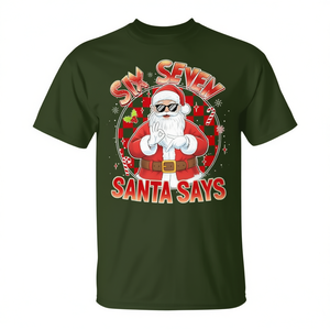 Santa Says Six Seven 6 7 Gen Z Meme T-shirt humoristique de Noël - Product Image 2