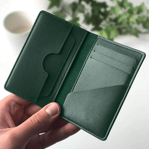 New Design High Quality Genuine Leather Eco-Friendly Short <b>Card</b> <b>Holder</b> Custom Logo Multi Folded Design Business Use Canvas - Product Image 5
