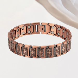 <b>Copper</b> Magnetic <b>Bracelet</b> For Men Geometric Cross Design Adjustable Gift Jewelry - Product Image 2