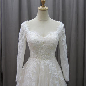 Jancember MZ0015 elegante manga larga encaje tela boda vestidos de novia para las mujeres - Product Image 2