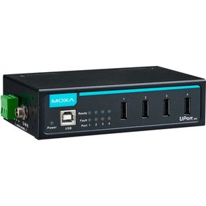 Hub USB Industrial Moxa UPort 404 de 4 Puertos con Indicadores de Energía y Fallas para una Conectividad Confiable - Product Image 1