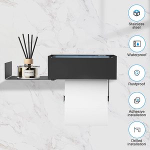 Portarotolo da Bagno in Acciaio Inox da Parete <span class=keywords><strong>con</strong></span> <span class=keywords><strong>Mensola</strong></span> <span class=keywords><strong>Porta</strong></span> <span class=keywords><strong>Salviette</strong></span> Umidificate - Product Image 3