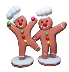 屋内リビングルーム/クリスマスショッピングモールの装飾のためのホットセールカスタマイズされた大きなグラスファイバージンジャーブレッドマン彫刻 & 像 - Product Image 4