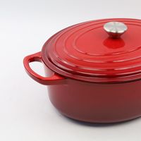 Cocotte hollandaise classique ovale à deux poignées pour la cuisson du pain, rôtissoire à dinde en fonte émaillée antiadhésive