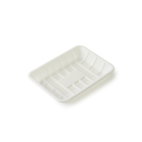 Barquette rectangulaire jetable biodégradable et compostable en amidon de maïs blanc pour viande congelée, personnalisable avec logo, pour événements (OEM)