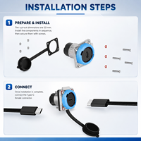 Connecteur USB-C étanche IP65 à montage sur panneau, module de type D, prise femelle USB 3.1 Type C, prolongateur traversant 10 Gbit/s 5A
