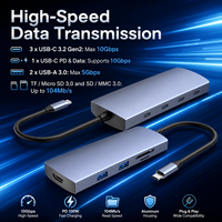 Station d'accueil USB-C 9-en-1 avec 4K+60Hz pour PD 100W et 10 Gbps, 3 ports USB-C 10 Gbps + 2 ports USB-A 5 Gbps, lecteur de cartes SD/TF – En stock