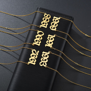 <span class=keywords><strong>Collana</strong></span> con Numero Anno 1980-2019, Unisex, Placcata Oro, in Acciaio Inossidabile, Regalo per Feste, Bijoux in Acciaio Inossidabile - Product Image 6