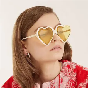 Big Love Heart Custom Logo Women Ladies Oversized Pink Shape Sunglasses Hearts