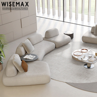 Canapés de salon italiens design WISEMAX FURNITURE, meubles modernes modulaires, canapé d'angle incurvé 7 places.