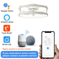 Ventilateur de plafond LED à 5 pales avec double cercle, 400 LED, gradation progressive tricolore, télécommande et contrôle par application, configuration Agi32