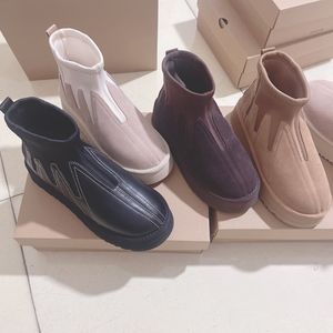 Bottes plateforme chaudes d'hiver en daim de vache personnalisées 2026 pour femmes avec logo, bottines à la cheville pour femme - Product Image 2