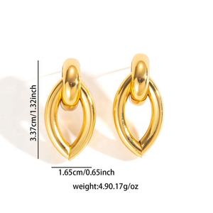 Boucles d'oreilles tendance en acier inoxydable plaqué or 14 carats, lisses, creuses, géométriques, cercle tridimensionnel, pour femmes, 100 % sur mesure - Product Image 5