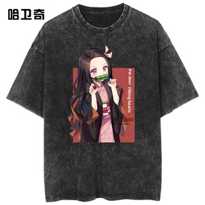 T-shirt Vintage <span class=keywords><strong>Anime</strong></span> in Cotone 100% Lavato a Maniche Corte per <span class=keywords><strong>Coppie</strong></span> Estive - Spedizione Transfrontaliera - Product Image 4