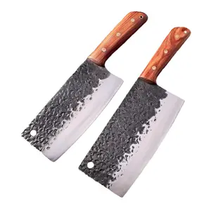 Sharp composite steel hand forged Cleaver knife High carbon steel Chinese vegetable slicer Chef knife Wooden handle cooking tool