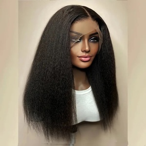 Premium Yaki texturizado rizado 13x4 frente 4x4 Cierre Peluca de mujer 250% densidad movimiento Natural alta definición HD Peluca de cabello humano - Product Image 2