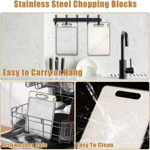 Planche à découper double face en acier inoxydable et plastique pour ustensiles de cuisine, avec aiguiseur intégré pour aliments, viande et légumes - Vente en gros - Product Image 3