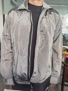 Crinkle Style Shiny Metal Nylon Fabric For Jacket