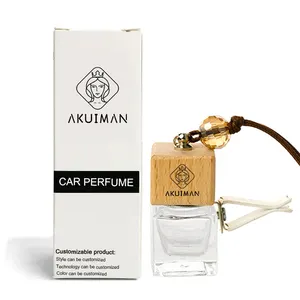 luxury unique car liquid scents empty 10ml diffuser bottle hanging wood car perfume bottle hanging