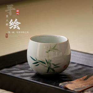 Taza de té de orquídeas pintada a mano, taza maestra de cerámica para ceremonia del té, estilo tradicional chino - Product Image 2