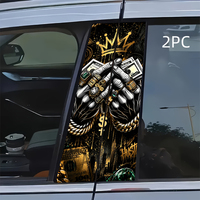 Autocollant de décoration pour montant central de voiture en PVC, motif Couronne dorée, Mains en prière, Dollar et Graffiti